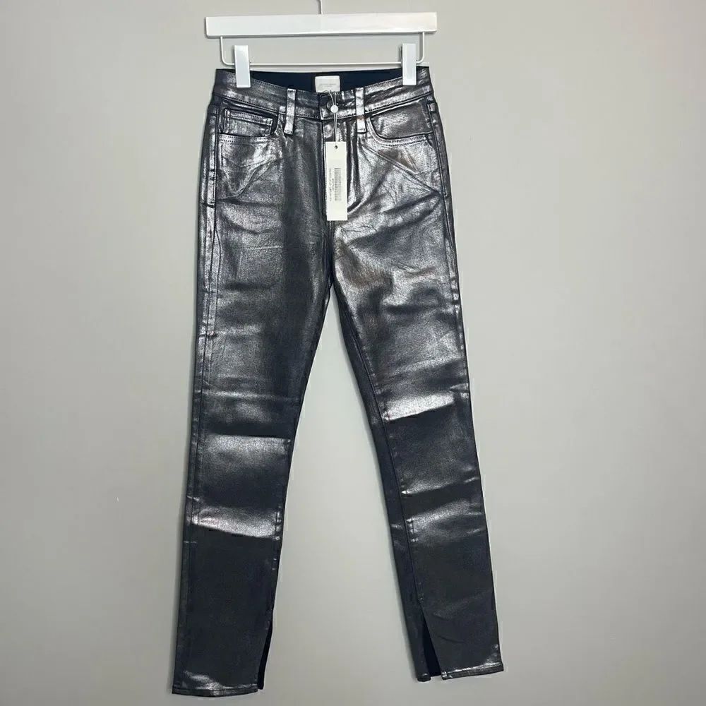 Jonathan Simkhai Rae High Rise Jeans in Coated Metallic NWT - Picture 4 of 9